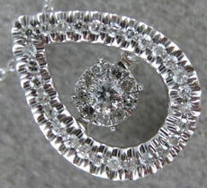 ESTATE .12CT DIAMOND 14K WHITE GOLD 3D CLUSTER TEAR DROP DANCING DIAMOND PENDANT
