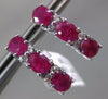 ESTATE 2.50CT DIAMOND & AAA RUBY 14K WHITE GOLD 3 STONE JOURNEY HANGING EARRINGS