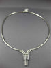 ESTATE LARGE 1.52CT DIAMOND 14KT WHITE GOLD DROP FLOATING V NECKLACE #14876