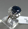 ESTATE WIDE 7.92CT DIAMOND & SAPPHIRE 14KT WHITE GOLD OVAL HALO ENGAGEMENT RING