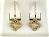 ESTATE .50CT DIAMOND 14KT TWO TONE GOLD CLASSIC CLOVER FLOWER HANGING EARRINGS