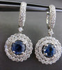 ESTATE LARGE 5.37CT DIAMOND & SAPPHIRE 18KT WHITE GOLD 3D HALO HANGING EARRINGS