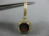 ESTATE LARGE 6.18CT DIAMOND & AAA GARNET 14KT YELLOW GOLD HALO HANGING EARRINGS