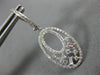 ESTATE .75CT ROUND AND BAGUETTE DIAMOND 14KT WHITE GOLD 3D OVAL HANGING EARRINGS