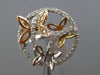 ESTATE .93CT DIAMOND 14KT WHITE YELLOW & ROSE GOLD 3D CIRCLE BUTTERFLY FUN RING