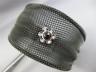 WIDE .10CT DIAMOND & AAA ENAMEL 18K WHITE GOLD & STAINLESS STEEL BANGLE BRACELET