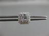 ESTATE .69CT ROUND & BAGUETTE DIAMOND 18KT WHITE GOLD 3D SQUARE HEXAGON EARRINGS
