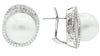 ESTATE LARGE 1.15CT DIAMOND & AAA SOUTH SEA PEARL 18KT WHITE GOLD PAVE EARRINGS