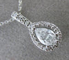 ESTATE .66CT DIAMOND 14KT WHITE GOLD CLUSTER PEAR HALO FILIGREE FLOATING PENDANT