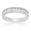 ESTATE .72CT DIAMOND 14K WHITE GOLD 3 ROW SEMI ETERNITY WEDDING ANNIVERSARY RING