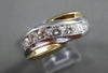 ESTATE 1.20CT DIAMOND 14KT TWO TONE GOLD DIAGONAL WAVE ANNIVERSARY RING #19620