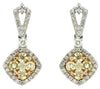 ESTATE 1.33CT WHITE & FANCY YELLOW DIAMOND 14K TWO TONE GOLD 3D HANGING EARRINGS