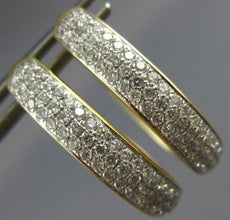 ESTATE LARGE 1.0CT DIAMOND 14KT 2 TONE GOLD 3D CLASSIC 3 ROW OVAL HOOP EARRINGS
