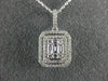 ESTATE .42CT ROUND & BAGUETTE DIAMOND 14KT WHITE GOLD 3D SQUARE CLUSTER PENDANT