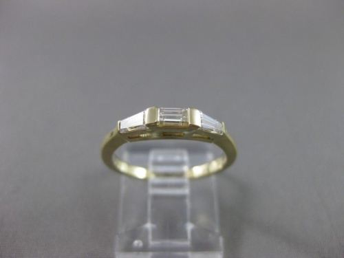 ESTATE .48CT DIAMOND 14K YELLOW GOLD 3 STONE BAGUETTE ANNIVERSARY RING 2mm #6612