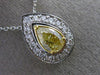 ESTATE GIA 1.51CT DIAMOND & FANCY YELLOW 18K 2 TONE GOLD HALO PEAR SHAPE PENDANT