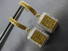 ESTATE .58CT WHITE & FANCY YELLOW DIAMOND 18KT YELLOW GOLD 3D SQUARE EARRINGS