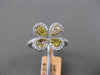 ESTATE 1.52CTW WHITE & PINK & YELLOW DIAMOND 18KT TWO TONE GOLD FLOWER FUN RING