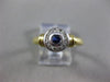 ESTATE .20CT DIAMOND & AAA SAPPHIRE 14KT TWO TONE GOLD 3D HALO BEZEL RING #26337