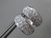 ESTATE 1.37CT ROUND DIAMOND 18K WHITE GOLD 3D PAVE 3 ROW CLASSIC HUGGIE EARRINGS