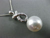 ESTATE LARGE .13CT DIAMOND & SOUTH SEA PEARL 18K WHITE GOLD 3D LOVE KNOT PENDANT