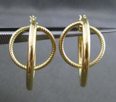 ESTATE 14KT YELLOW GOLD 3D CLASSIC ELONGATED CIRCULAR RING SHINY HOOP EARRINGS