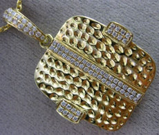 ESTATE .32CT DIAMOND 18KT YELLOW GOLD 3D SQUARE HAMMERED FLOATING FUN PENDANT
