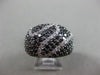 ESTATE 2.56CT WHITE & BLACK DIAMOND 14KT WHITE GOLD MULTI ROW ZIG ZAG FUN RING