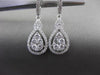 ESTATE LARGE 1.13CT DIAMOND 18KT WHITE GOLD 3D PEAR CLUSTER HANGING EARRINGS