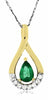 .44CT DIAMOND & AAA EMERALD 14K YELLOW GOLD ROUND & PEAR SHAPE TEAR DROP PENDANT