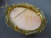 ANTIQUE LARGE PEARL & SAPPHIRE 14K YELLOW GOLD SHELL CAMEO PIN PENDANT #19939