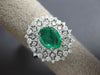 ESTATE LARGE 1.35CT DIAMOND & AAA EMERALD 18KT WHITE GOLD 3D OVAL FILIGREE RING