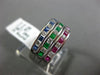 ESTATE WIDE 1.09CT DIAMOND & AAA MULTI GEM 18K WHITE GOLD CLASSIC STACKABLE RING