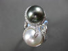 ESTATE EXTRA LARGE 1.13CT DIAMOND & AAA PEARL 18KT WHITE GOLD INFINITY RING