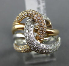 ESTATE WIDE .69CT DIAMOND 18K WHITE& ROSE GOLD 3D MULTI ROW INFINITY RING F/G VS