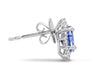 ESTATE LARGE 1.52CT DIAMOND & AAA TANZANITE 18KT WHITE GOLD FLOWER STUD EARRINGS