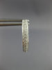 ESTATE .50CT DIAMOND 14K WHITE GOLD 3D CLASSIC TWO ROW OVAL HUGGIE HOOP EARRINGS