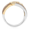 ESTATE LARGE 1.28CT MULTI COLOR DIAMOND 18KT TRI COLOR GOLD CRISS CROSS FUN RING