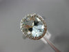 ESTATE LARGE 4.20CT DIAMOND & AQUAMARINE 14KT WHITE GOLD 3D HALO ENGAGEMENT RING