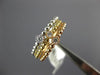 ESTATE WIDE .11CT ROUND CUT DIAMOND 18K TRI COLOR GOLD BEADED STACKABLE FUN RING