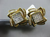 ESTATE MASSIVE 3.6CT DIAMOND 14KT YELLOW GOLD 3D FLOWER SQUARE CLIP ON EARRINGS