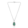 22.30CT DIAMOND & AAA EMERALD 18KT TWO TONE GOLD TEAR DROP HALO TENNIS NECKLACE