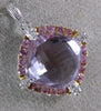 ESTATE LARGE 6.79CT DIAMOND AAA PINK TOPAZ & AMETHYST 14KT WHITE GOLD 3D PENDANT