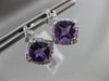 ESTATE 2.48CT DIAMOND & AMETHYST 14KT WHITE GOLD 3D SQUARE HANGING STUD EARRINGS