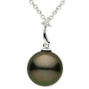 ESTATE .10CT DIAMOND & AAA TAHITIAN PEARL 14KT WHITE GOLD 3 STONE FLOWER PENDANT