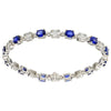 ESTATE 7.39CT DIAMOND & AAA SAPPHIRE 18KT WHITE GOLD ROUND OVAL TENNIS BRACELET