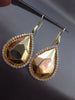 ESTATE EXTRA LARGE 2.0CT DIAMOND 14K YELLOW GOLD PEAR RAIN DROP HANGING EARRINGS