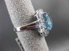 ESTATE LARGE 7.39CT DIAMOND & AAA AQUAMARINE 18KT WHITE GOLD 3D ENGAGEMENT RING