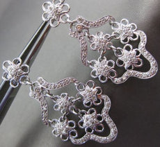 ESTATE LARGE 1.26CT DIAMOND 18K WHITE GOLD FILIGREE FLOWER STAR HANGING EARRINGS