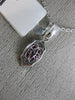 ESTATE SMALL .12CT DIAMOND & AAA RUBY 18KT WHITE GOLD FILIGREE MILGRAIN PENDANT